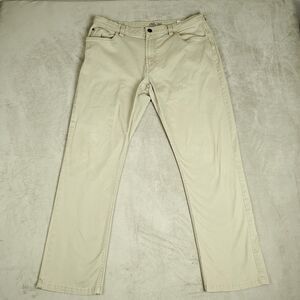 IZOD Saltwater Pants Mens 36x30 Measured Beige Stretch Chino Straight Casual